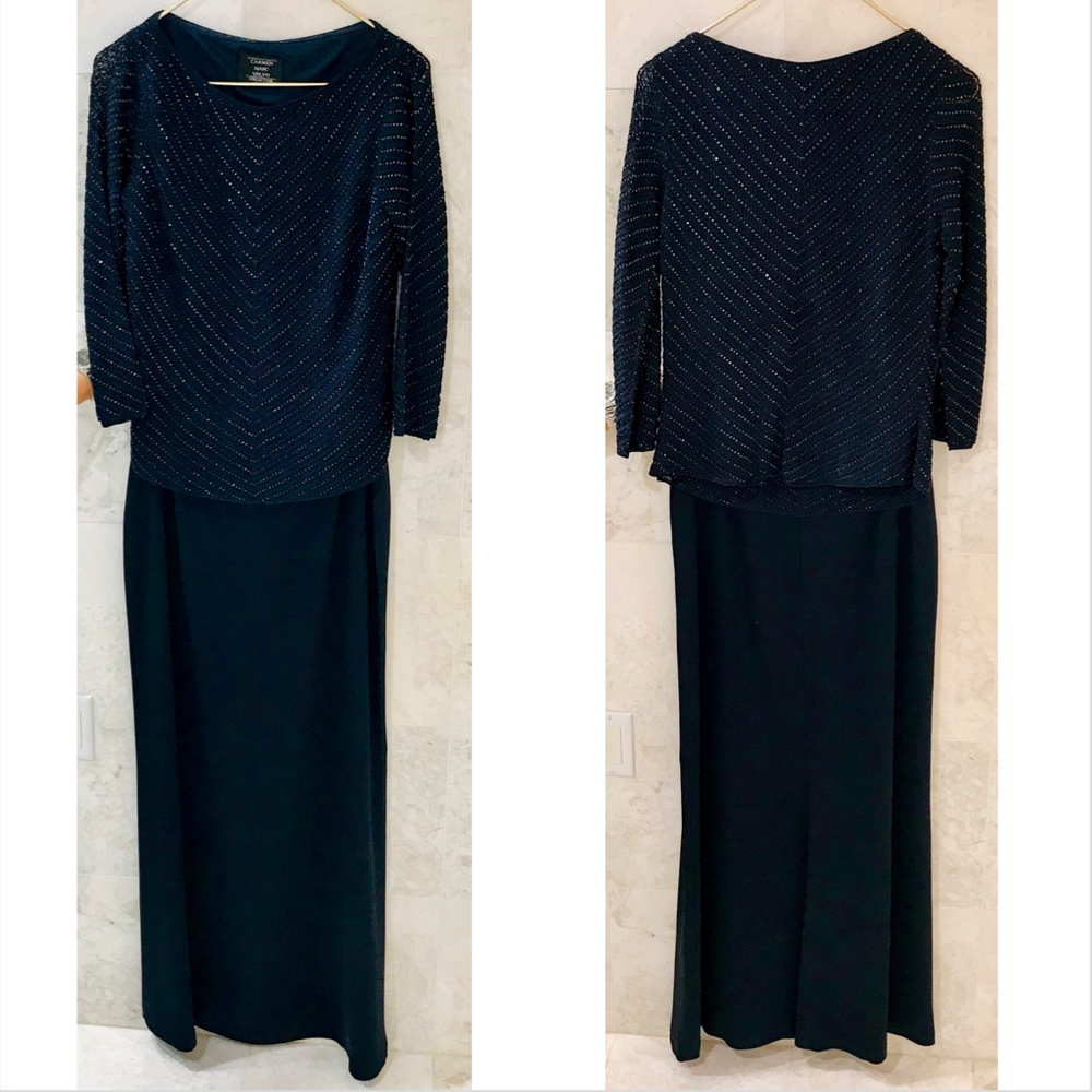 CARMEN MARC VALVO 2-Pc Evening Skirt Set Navy - Picture 2 of 5